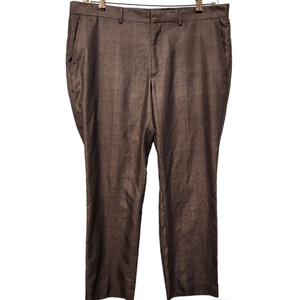 Billy London Dress Pants 2xHP Sharkskin Grey Slim Fit Flat Front Mens 38X30‎